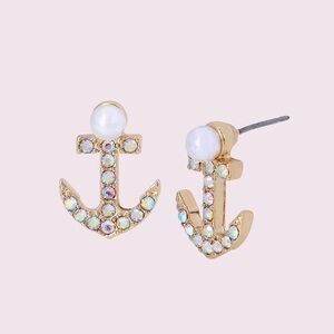 Betsey Johnson Anchor Stud Earrings